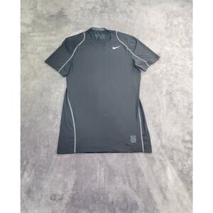 Nike Pro Fitted Sz S Mens T-Shirt Black Accent Stitching Black Swoosh Logo C21